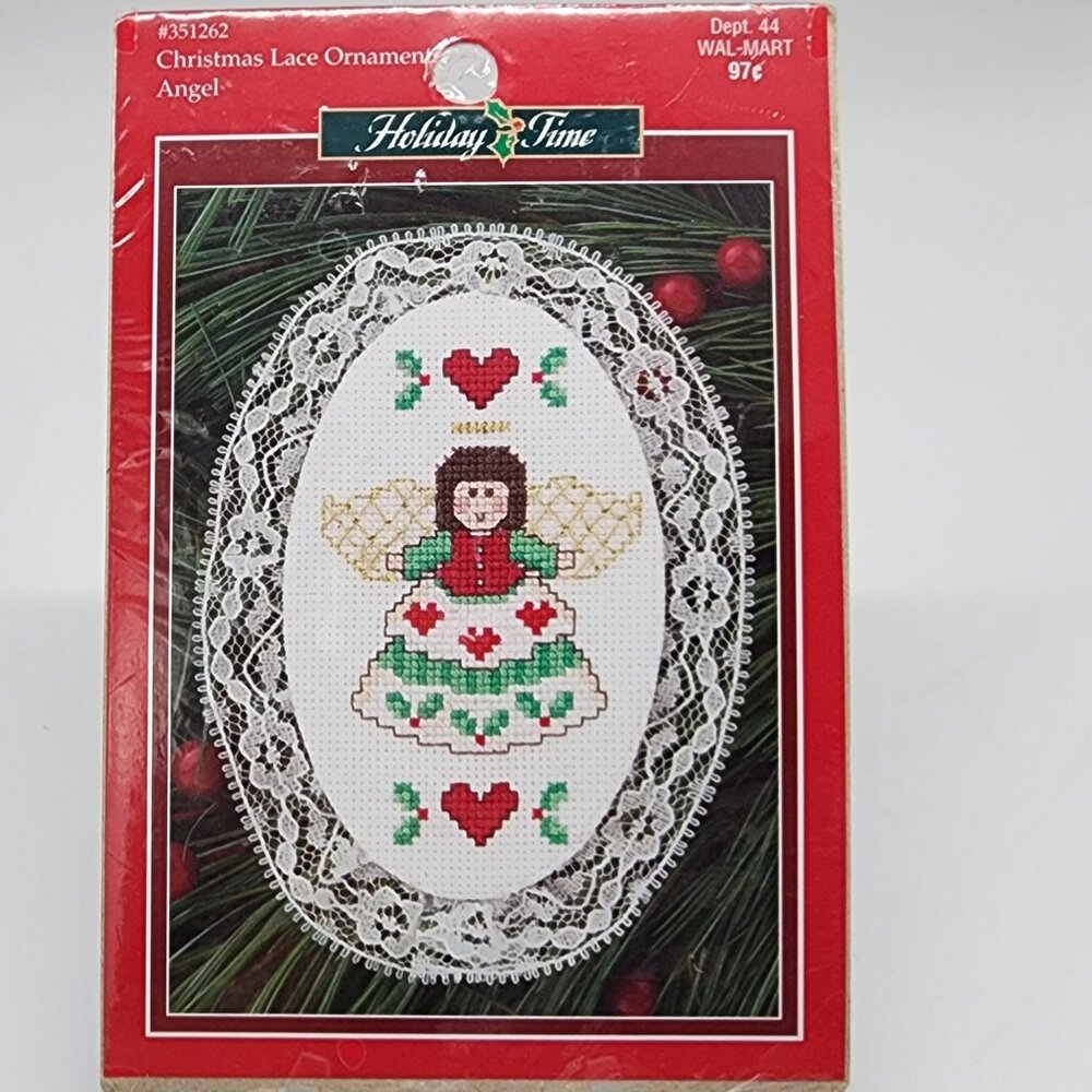 Cross Stitch Kit Angel and Hearts Ornament Holiday Time Christmas